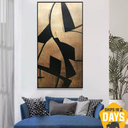 Original Black and Beige Acrylic Painting Abstract Figures Wall Art Modern Artwork Decor | LUXURY SHAPES 72"x42" - Trend Gallery Art | Original Abstract Paintings