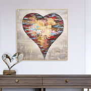 Heart Painting Valentines Day Gift Love Artwork Large Abstract Oil Painting Love Painting | NEVER LONELY