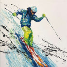 Abstract skier painting ABRUPT DOWNHILL