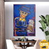 Figurative Art Abstract Paintings On Canvas Palying On The Piano Men Blue Wall Art Painting Modern Wall Art Framed Unique Painting | PIANO NOCTURNE 60"x40" - Trend Gallery Art | Original Abstract