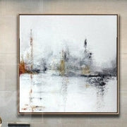 Abstract Art in White, Black and Mustard Yellow | TOWN SQUARE - Trend Gallery Art | Original Abstract Paintings