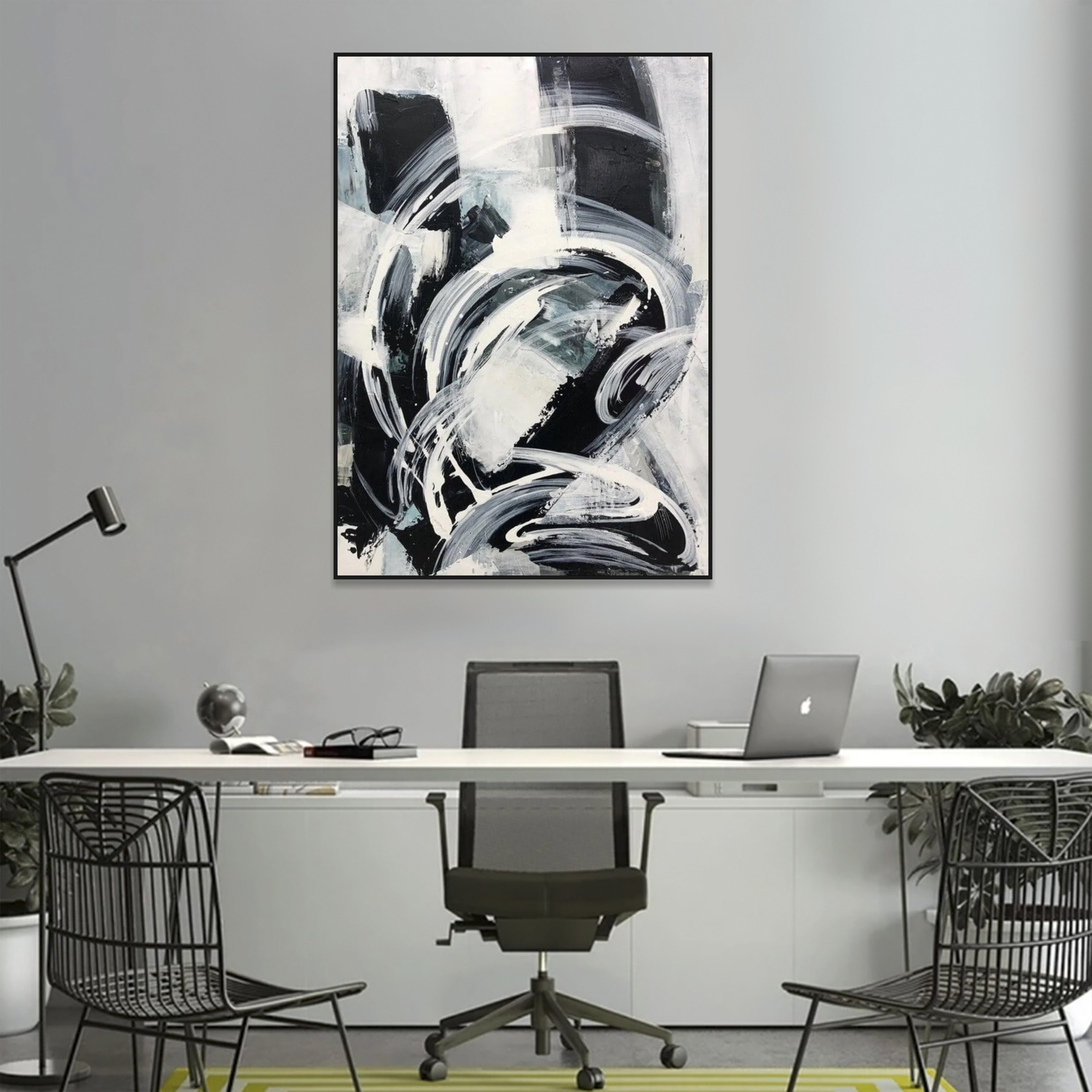 Original Painting on Canvas Black and White Wall Art Canvas Grey Artwork Modern Oil Painting Contemporary Wall Art for Indie Room Decor | SNOWSTORM - Trend Gallery Art | Original Abstract Paintings