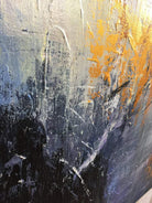 Abstract Landscape Art in Gold, Grey, and Blue | AUTUMN MEMORY - Trend Gallery Art | Original Abstract Paintings