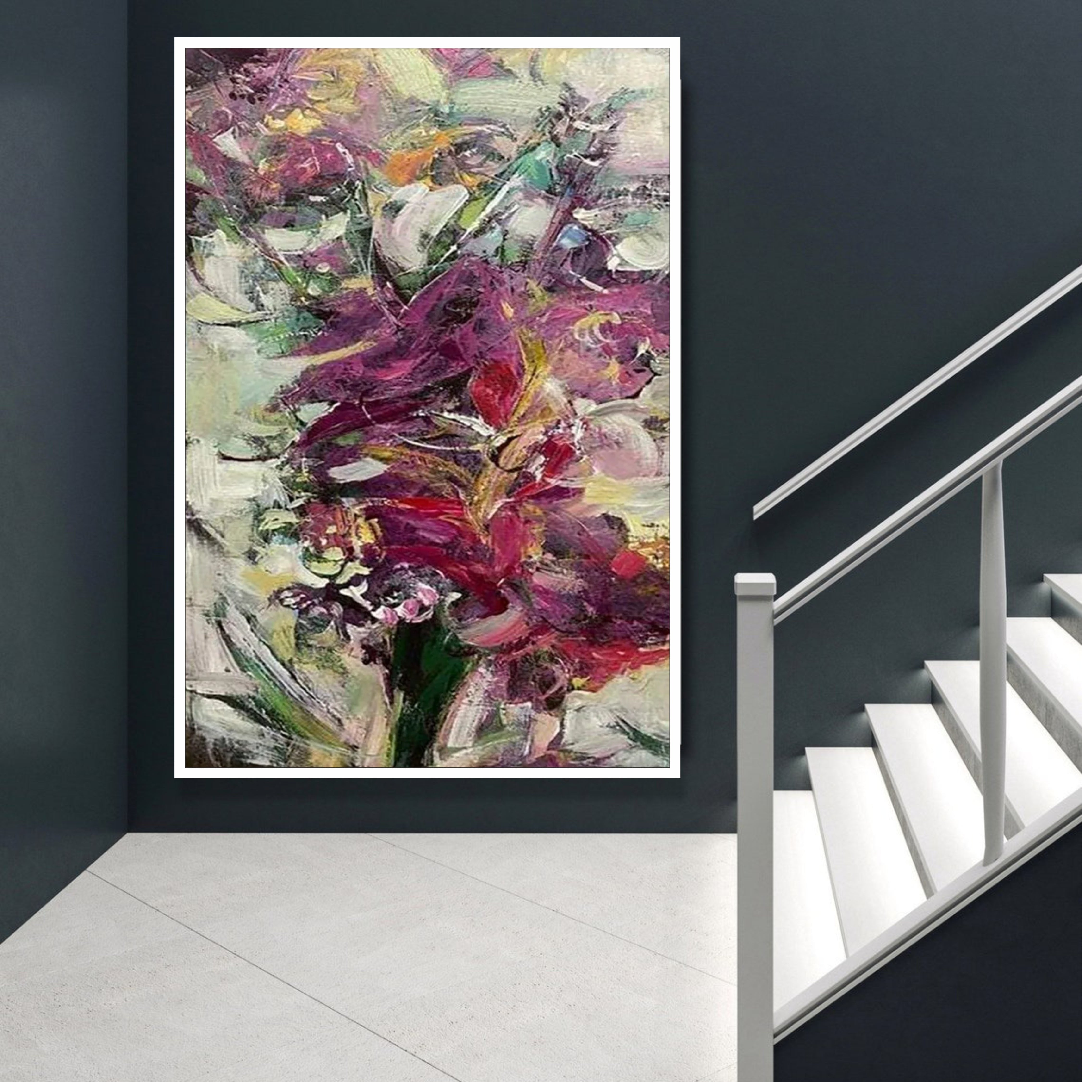 Original Abstract Oil Paintings On Canvas Flowers Bouquet Colorful Painting Modern Contemporary Fine Art Wall Decor | BOUQUET OF FLOWERS - Trend Gallery Art | Original Abstract Paintings