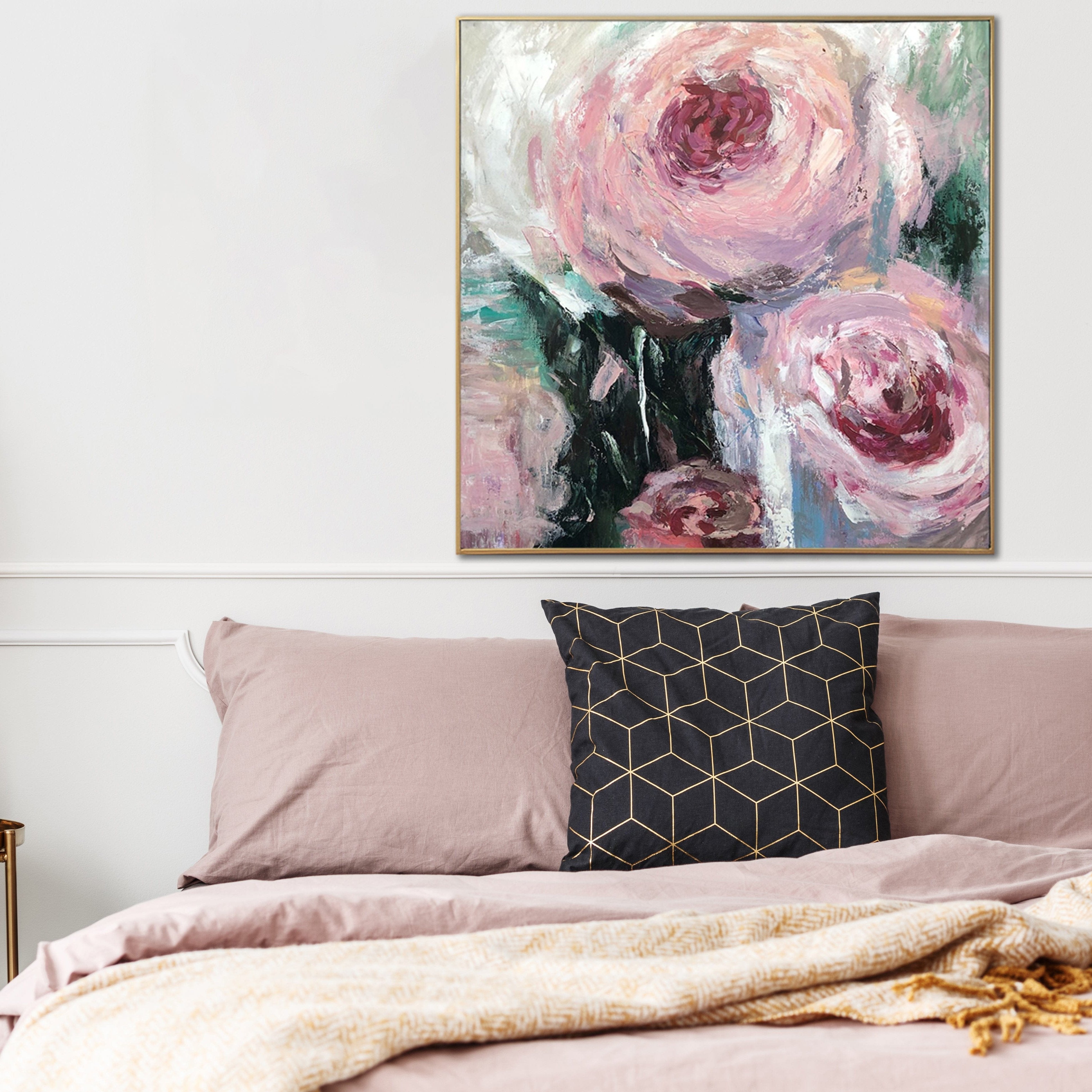 Large Flower Painting on Canvas Abstract Floral Art Oil Impasto Painting Pink Art | SPRING PEONIES - Trend Gallery Art | Original Abstract Paintings