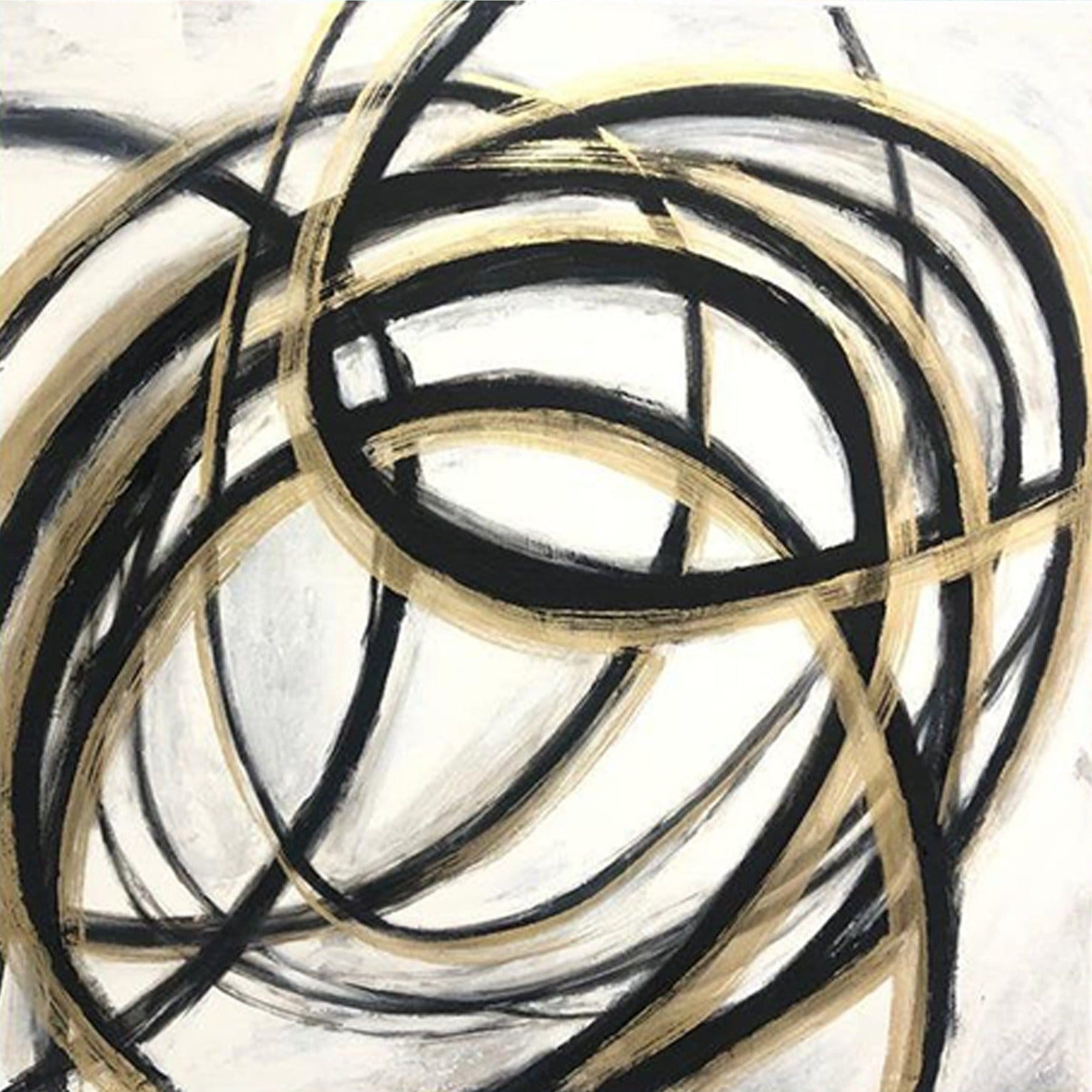 Oversize Abstract Black And White Paintings On Canvas Circle Fine Art Modern Wall Decor | GOLDEN LIVE LINE - Trend Gallery Art | Original Abstract Paintings