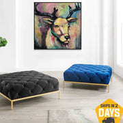 Large Abstract Deer Paintings On Canvas Contemporary Oil Painting Wild Animal Artwork Vibrant Wall Art | WILD DEER 40"x40"