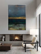 Large Abstract Green And Blue Paintings On Canvas Acrylic Ocean Painting Modern Textured Artwork Contemporary Handmade Painting Decor | STORMY OCEAN 40"x30" - Trend Gallery Art | Original Abstract Paintings