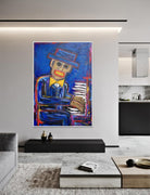 Figurative Art Abstract Paintings On Canvas Painting On The Piano Men Blue Wall Art Painting Modern Wall Art Neo-Expressionism Unique Painting | PIANO NOCTURNE 60"x40" - Trend Gallery Art | Original Abstract Paintings