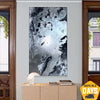 Abstract Monochrome Elegance Contemporary Art Piece Texture Fluidity Painting On Canvas With Silver Accents Living Room Wall Art | CHROMATIC VORTEX 51”x27.5" - Trend Gallery Art | Original Abstract Paintings