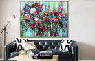 Extra Red Flowers Paintings On Canvas Green Artwork Green Modern Flowers Canvas Painting Oil Painting Modern Wall Decor | SUMMER FIELD 23.6"x31.5" - Trend Gallery Art | Original Abstract Paintings