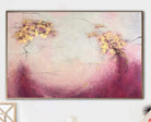 Abstract Mountains Painting Canvas Pink Wall Art Gold Leaf Artwork Custom Painting Neutral Art Modern Style Art | SOMEWHERE IN THE HEAVEN 48"x75" - Trend Gallery Art | Original Abstract Paintings