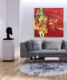 Large Abstract Painting On Canvas Red Painting Contemporary Painting | LOVE PATH 32"x32" - Trend Gallery Art | Original Abstract Paintings