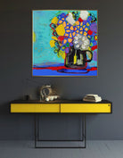 Abstract Flower Paintings on Canvas Acrylic Floral Art Expressionist Oil Painting Flowers Neo-Expressionism Art Handmade Painting for Home Decor | FLOWERS IN A VASE 19.7"x19.7" - Trend Gallery Art | Original Abstract Paintings