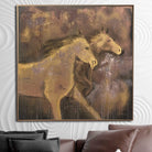 Brown Horses Painting Modern Impressionist Art Luxury Painting Abstract Animal Painting Textured Wall Art | RUNNING HORSES 46"x46" - Trend Gallery Art | Original Abstract Paintings