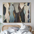 Original Human Shapes Painting Brown Wall Art Abstract Art Modern Silhouette Contemporary Art Painting Fireplace Decor | SOUL REFLECTION 27.55"x39.37" - Trend Gallery Art | Original Abstract Paintings