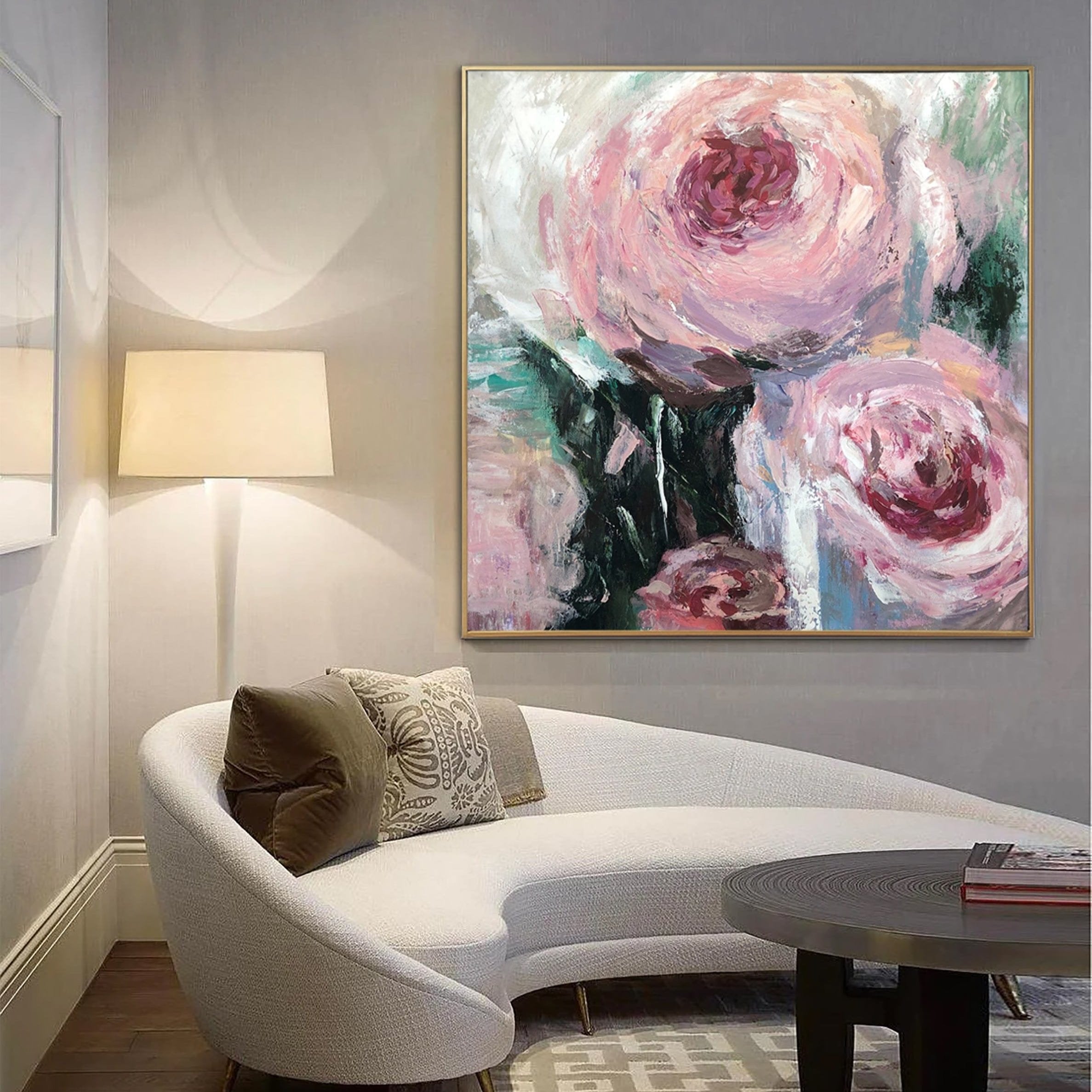 Large Flower Painting on Canvas Abstract Floral Art Oil Impasto Painting Pink Art | SPRING PEONIES - Trend Gallery Art | Original Abstract Paintings