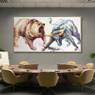 Abstract Bull and Bear Painting Stock Market Gift Office Decor Wall Street Office Painting | BULL VS BEAR - Trend Gallery Art | Original Abstract Paintings