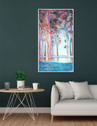 Abstract Fantasy Forest Painting Pastel Colors Water Reflection Ethereal Trees Art Enchanted Wall Art Modern Acrylic Luxury Art | MYSTIC FOREST 51"x31.5" - Trend Gallery Art | Original Abstract Paintings