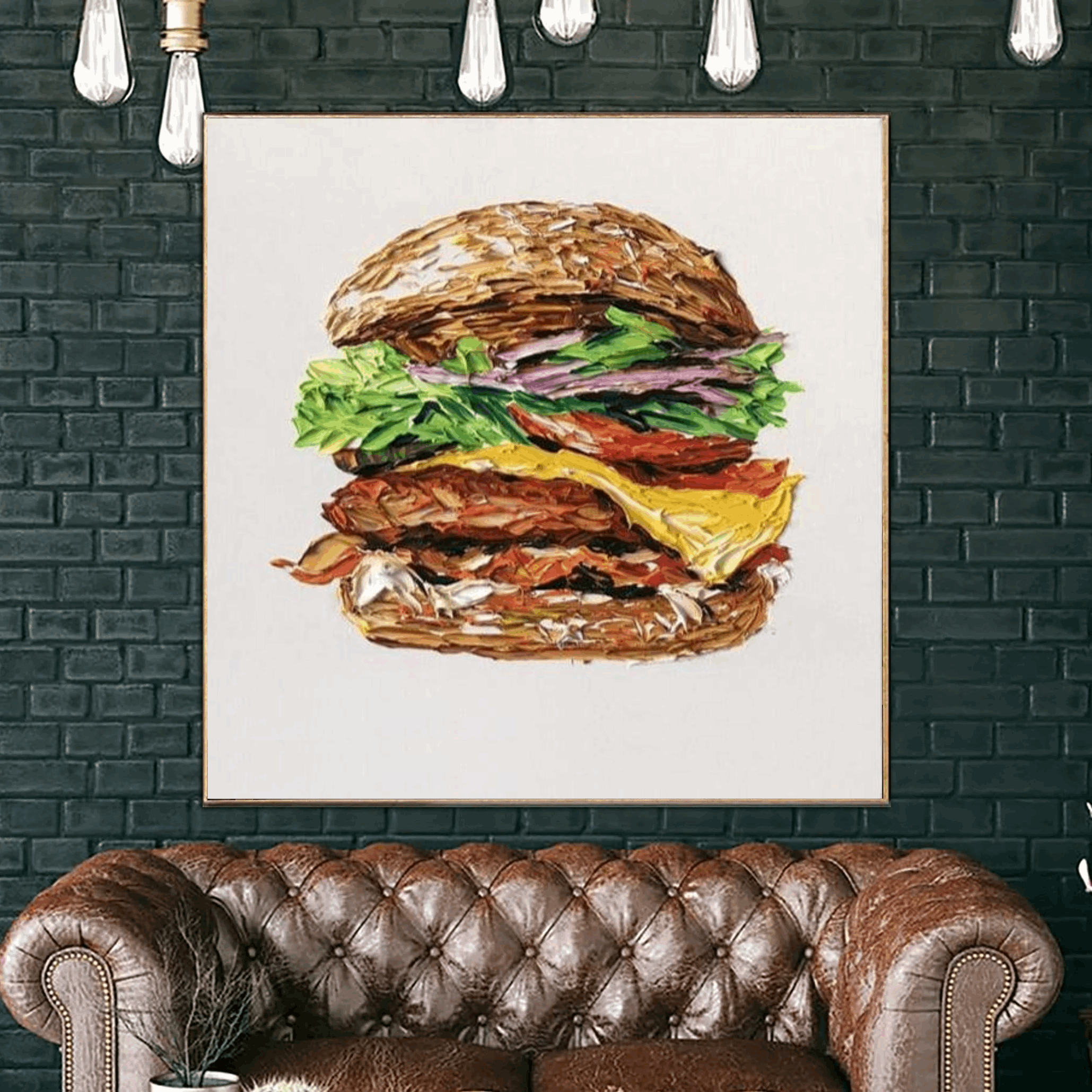 Abstract Food Painting BEEF AND BUN