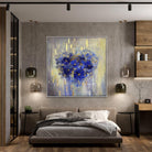 Abstract Heart Flower Painting Romantic Wall Art Colorful Painting Very Peri Beige Abstract Painting On Canvas | FLOWER HEART - Trend Gallery Art | Original Abstract Paintings