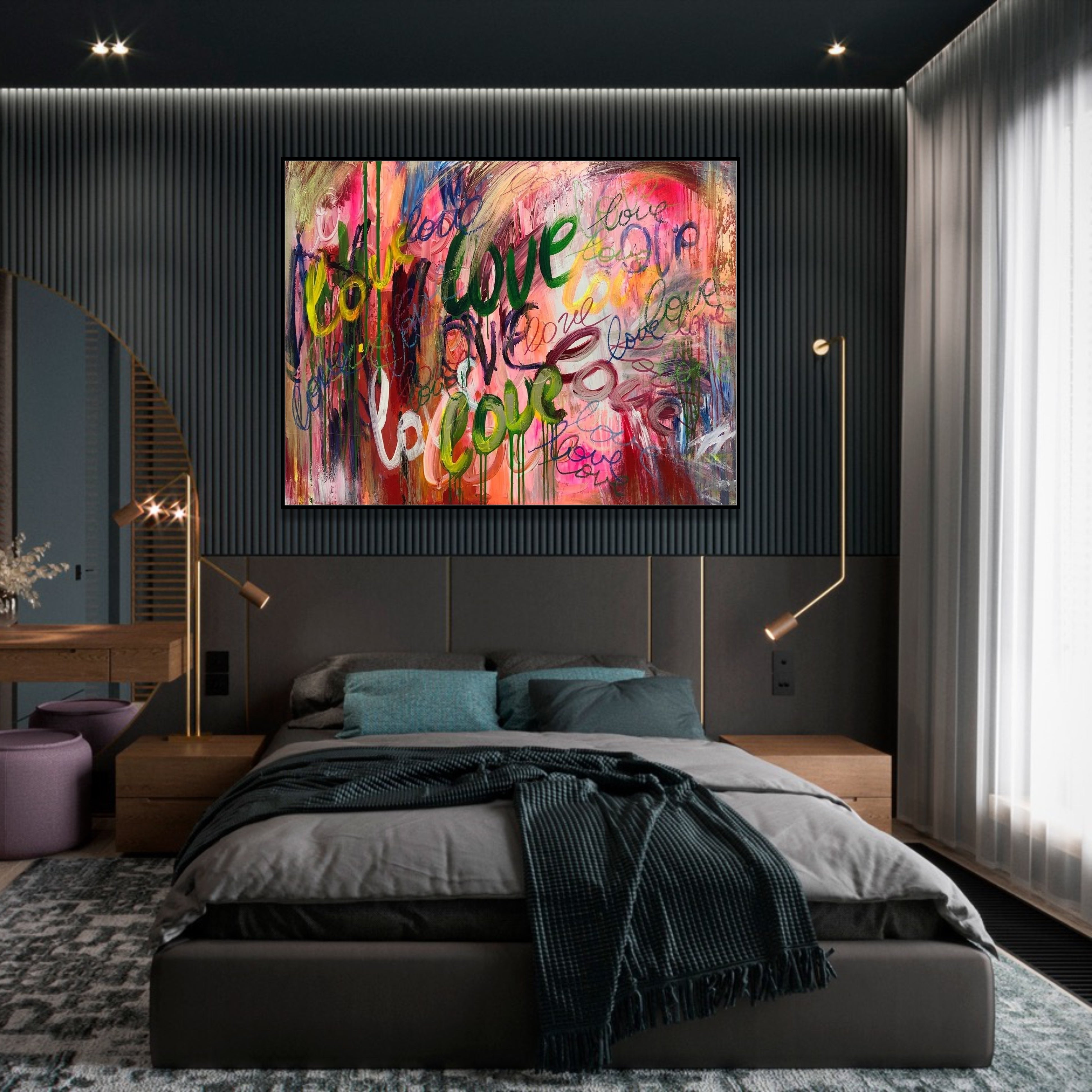 Large Abstract Colorful Love Painting On Canvas Original Texture Painting Modern Oil Artwork Contemporary Art | LOVE GRAFFITI - Trend Gallery Art | Original Abstract Paintings