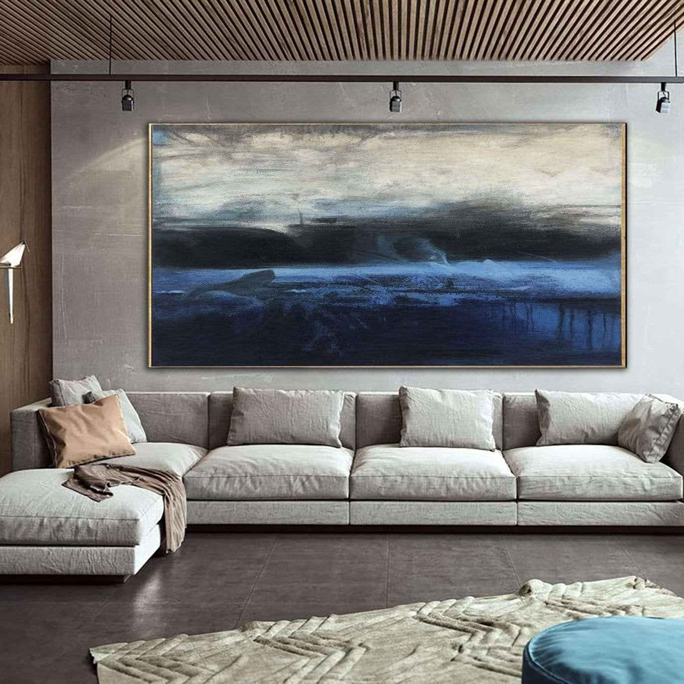 Abstract   Marine Art in Blue, Gray and Black | MORNING OCEAN - Trend Gallery Art | Original Abstract Paintings