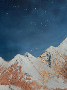 Abstract Landscape Paintings Mountains In Snow Paintings On Canvas Night Sky Wall Art Blue And White Palette Contemporary Art | STELLAR SUMMIT 47”x47" - Trend Gallery Art | Original Abstract Paintings