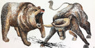 a drawing of two bears fighting each other