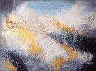 Abstract Landscape Art in Gold, Grey, and Blue | AUTUMN MEMORY - Trend Gallery Art | Original Abstract Paintings