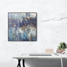 Abstract Oil Painting On Canvas 21.6x21.6 in, Abstract Decor, Blue And Grey, Wall Painting Room Decor, Palette Knife Art | BRASS EVENING 21.6"x21.6" - Trend Gallery Art | Original Abstract Paintings