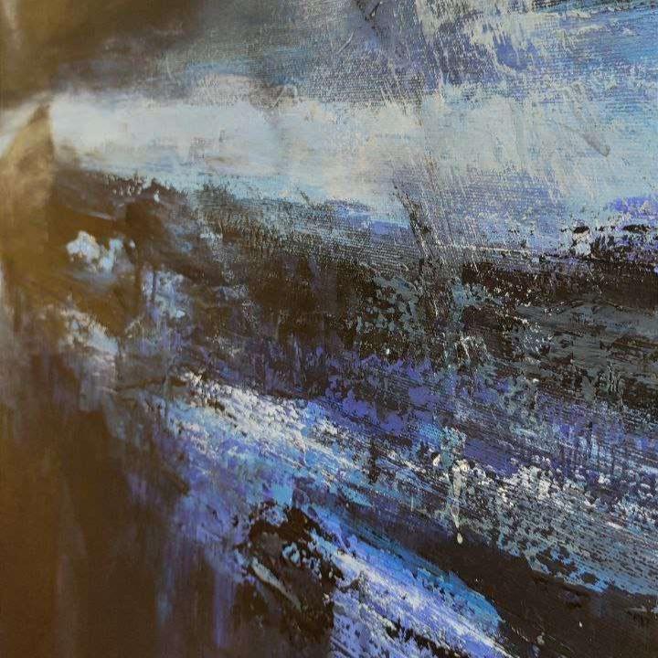 Abstract   Marine Art in Blue, Gray and Black | MORNING OCEAN - Trend Gallery Art | Original Abstract Paintings