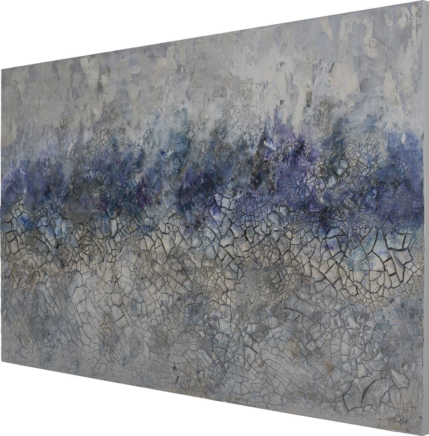 Abstract Blue and Grey Painting AZURE CRACKLE