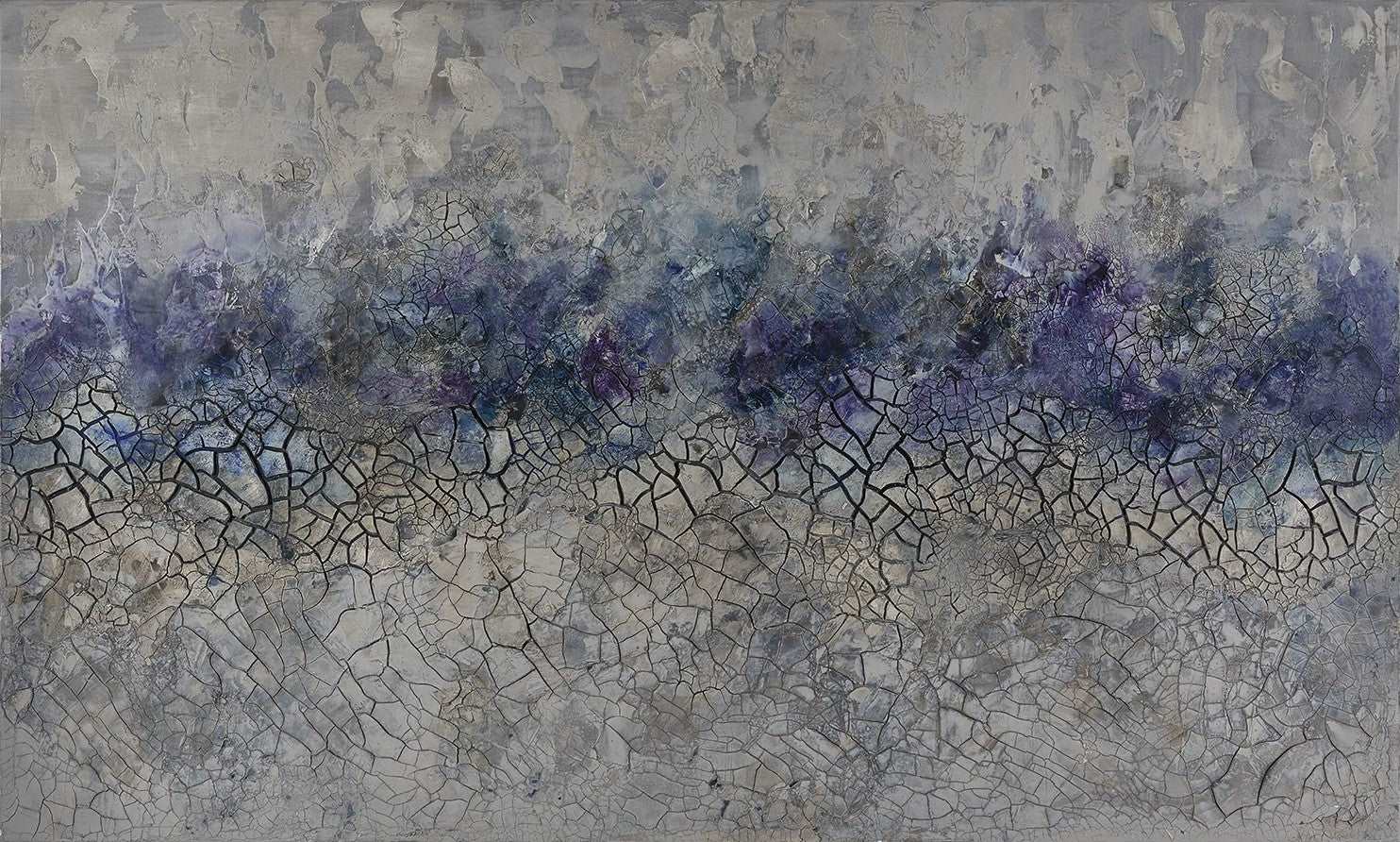 Abstract Blue and Grey Painting AZURE CRACKLE