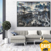 Large Gray Oil Painting Abstract Minimalist Wall Art Original Artwork for Living Room Decor | DISHARMONY 46"x60"