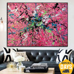 Abstract Pink Oil Painting Original Colorful Paintings On Canvas Creative Wall Art for Home Decor | PINK SPLASH 39.4"x54"