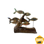 Original Abstract Wood Sculpture Art Abstract Fishes Wood Hand Carved Art Modern Table Desktop Decor | FISH PARADISE 19.7"x11"