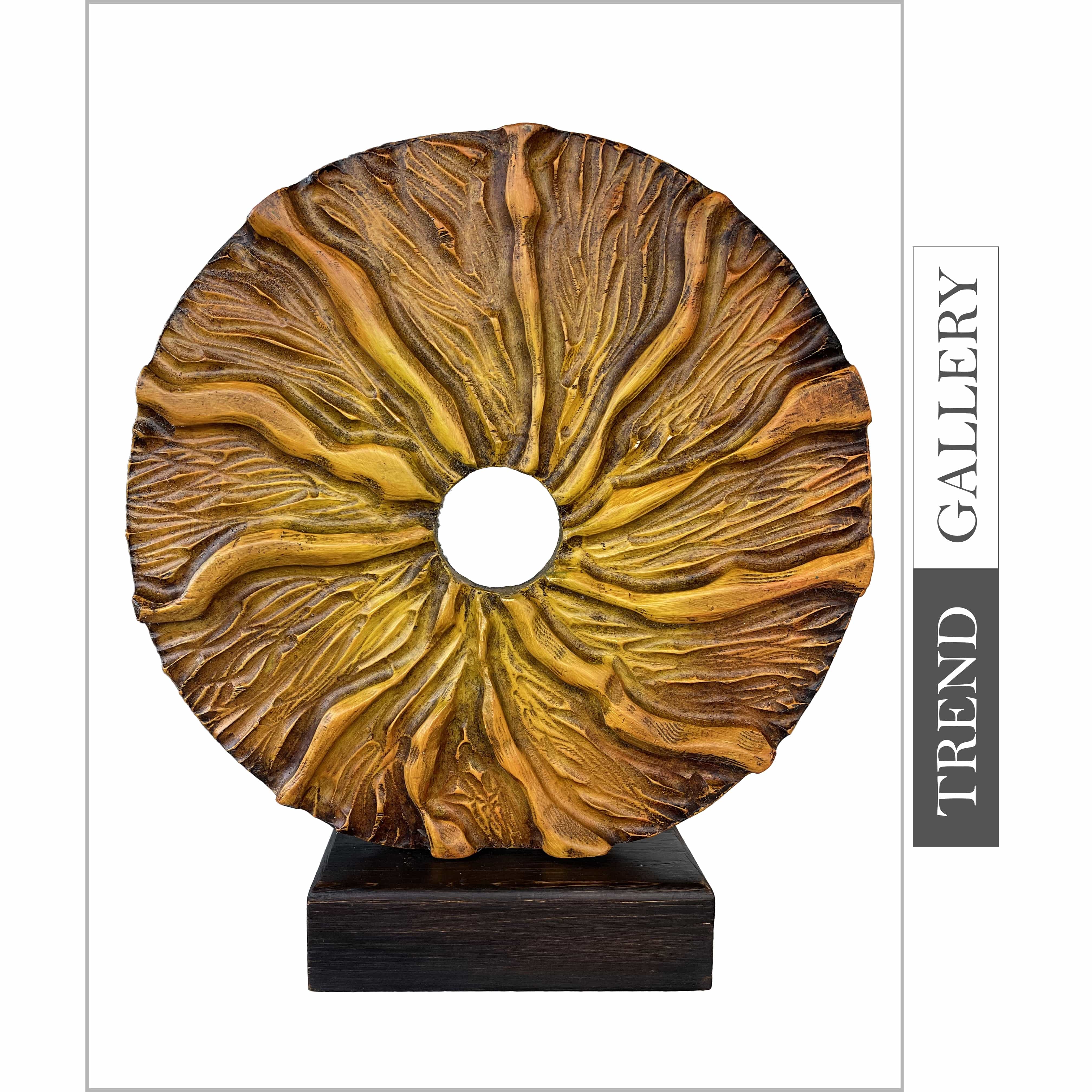 Abstract Round Wood Sculpture Hand Carved Modern Sculpture Creative Desktop Art Original Table Figurine | FERTILITY 18.5"x15" - Trend Gallery Art | Original Abstract Paintings