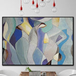 Abstract Blue Painting Original Large Colorful Wall Painting Enamel Blue Painting Extremely Unique Hand Art | SOUL REFLECTION