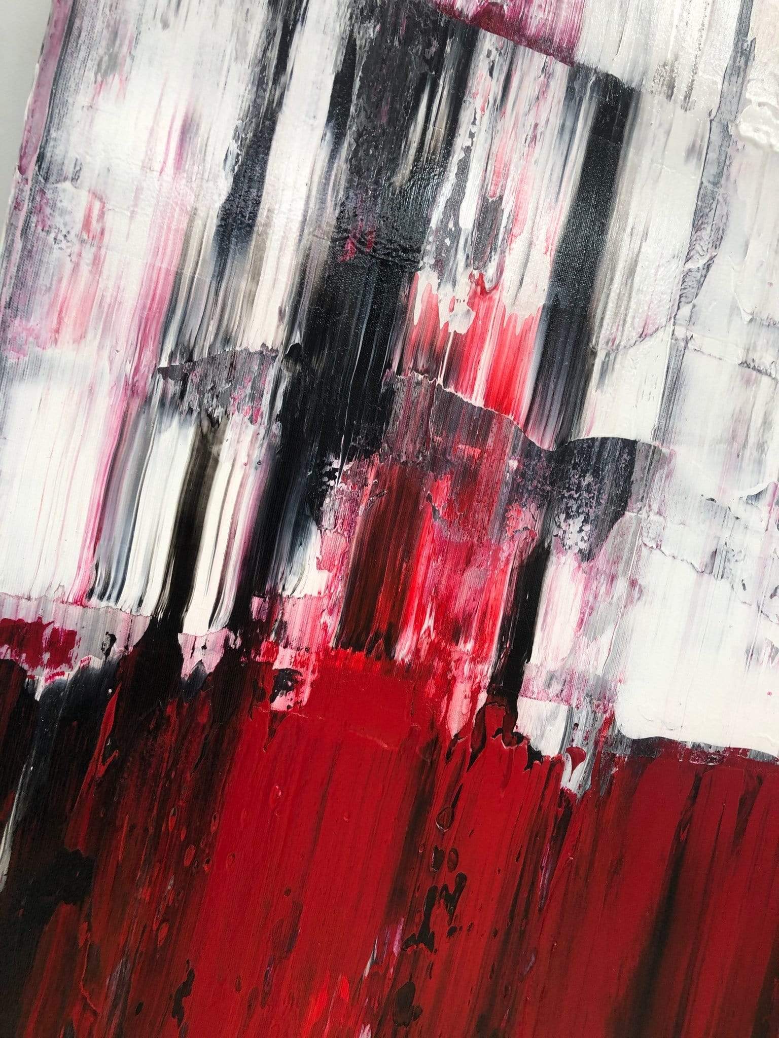 Abstract Red Painting Large Original Oil Art Expressionism Painting Red and White Art Heavy Textured Art Splash Painting Fine Art | EDGE OF COLOR 54"x36" - Trend Gallery Art | Original Abstract Paintings