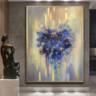 Extra Large Colorful Flowers Painting Very Peri Romantic Wall Art Abstract Painting Hotel Art | FLOWER HEART - Trend Gallery Art | Original Abstract Paintings