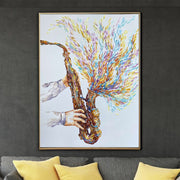Large Abstract Saxophone Paintings On Canvas Jazz Art Contemporary Art Musician Gift Impasto Painting Music Instrument Art| A LITTLE BIT OF JAZZ