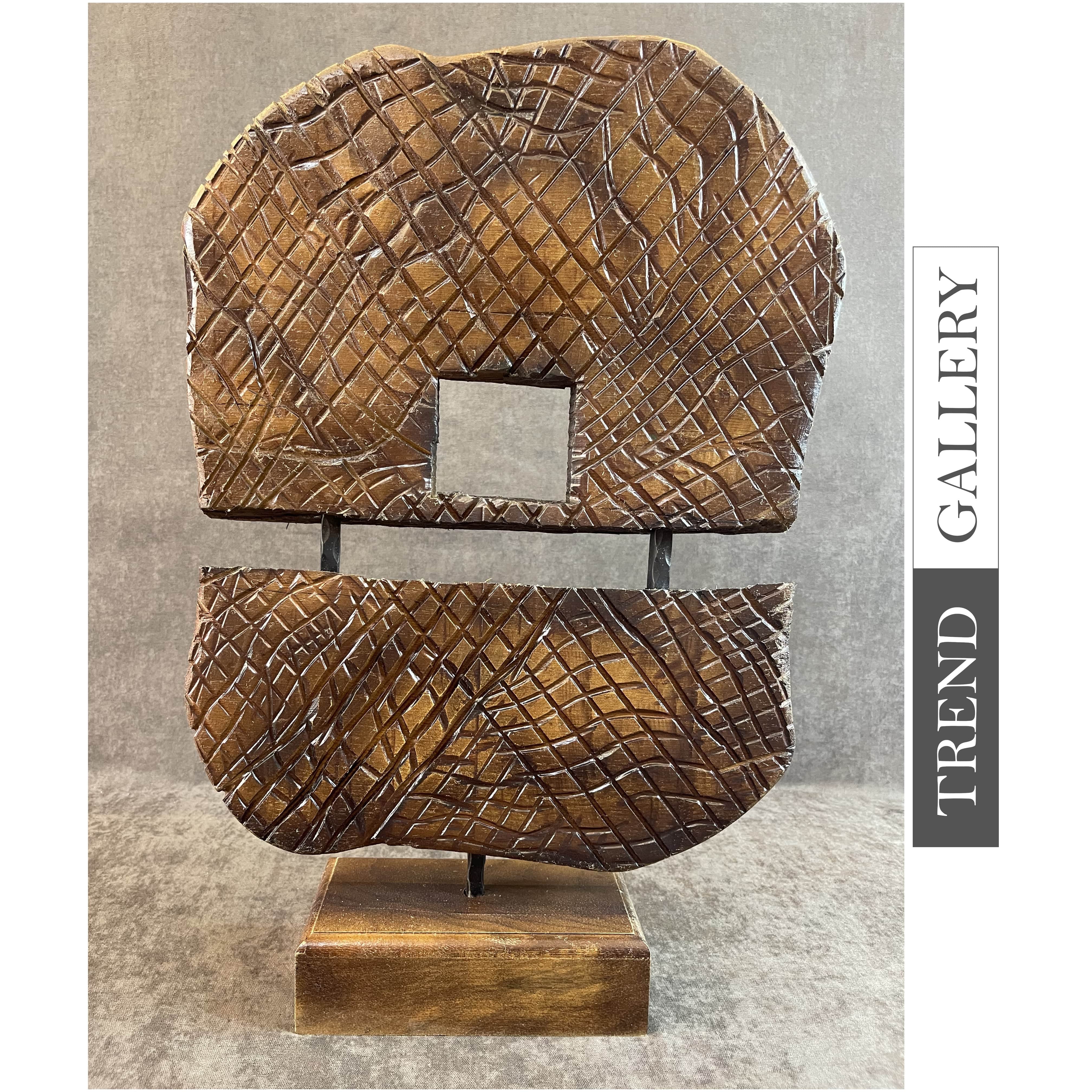 Original Wood Square Sculpture Creative Table Statue Abstract Wood Decor for Desktop | TREASURES OF BYZANTIUM 20"x13" - Trend Gallery Art | Original Abstract Paintings