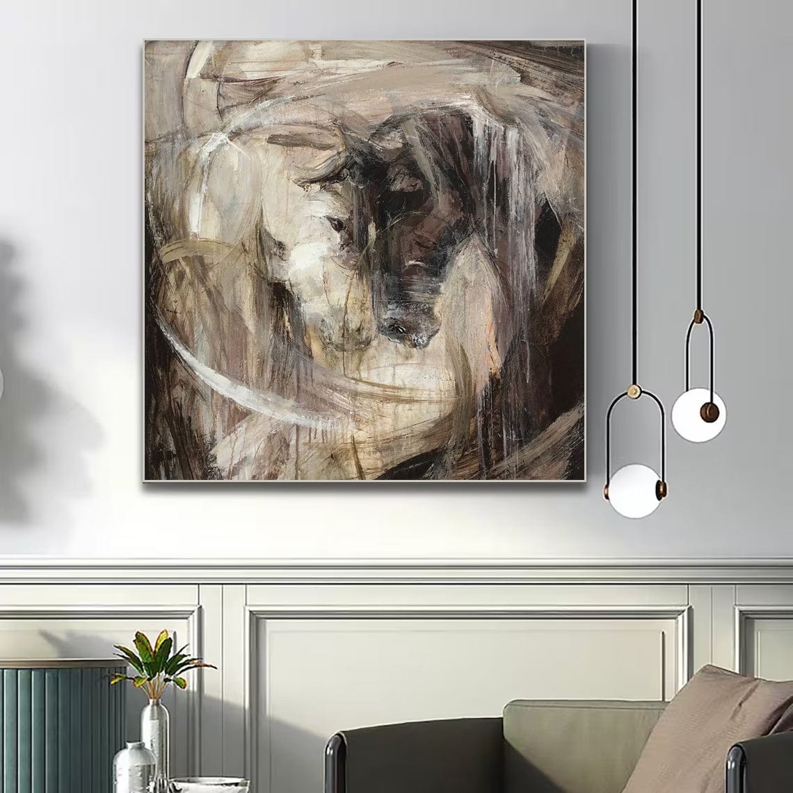 Horse Oil Painting on Canvas Abstract Horse Love Painting Equine Art for Horse Lover Brown Contemporary Wall Art Wall Decor | HORSE LOVE - Trend Gallery Art | Original Abstract Paintings