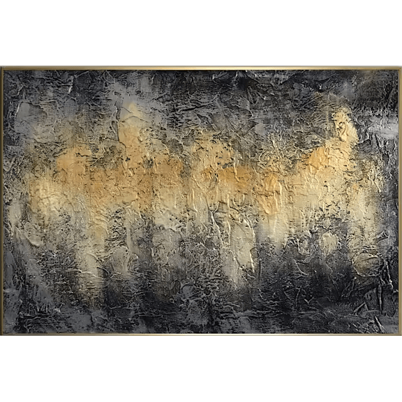 Large Abstract Canvas Art Gray Painting Gold Acrylic Modern Handmade | GOLDEN MIRAGE - Trend Gallery Art | Original Abstract Paintings