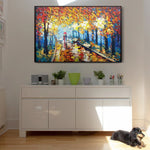 Large Trees Oil Painting On Canvas Boho Wall Decor Autumn Forest Landscape Artwork for Home Decor | CITY PARK