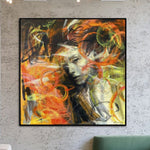 Original Colorful Abstract Woman Paintings On Canvas Original Acrylic Wall Art Modern Human Fine Art | FIERY SOUL