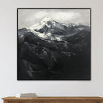 Extra Large Painting Abstract Mountain Painting Original Art Oil Painting on Canvas Black And White Large Artwork Above Bedroom Decor | MOUNTAIN PEAK