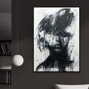 Original Woman Painting On Canvas Black and White Female Portrait Modern Artwork Decor for Bedroom | DEEP DOWN - Trend Gallery Art | Original Abstract Paintings