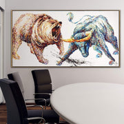 Abstract Bull and Bear Painting Stock Market Gift Office Decor Wall Street Office Painting | BULL VS BEAR - Trend Gallery Art | Original Abstract Paintings